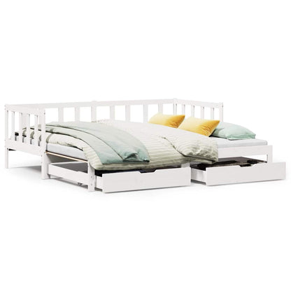Letto Estraibile con Cassetti senza Materasso Bianco 90x200 cm