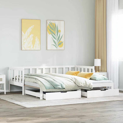 Letto Estraibile con Cassetti senza Materasso Bianco 90x190 cm