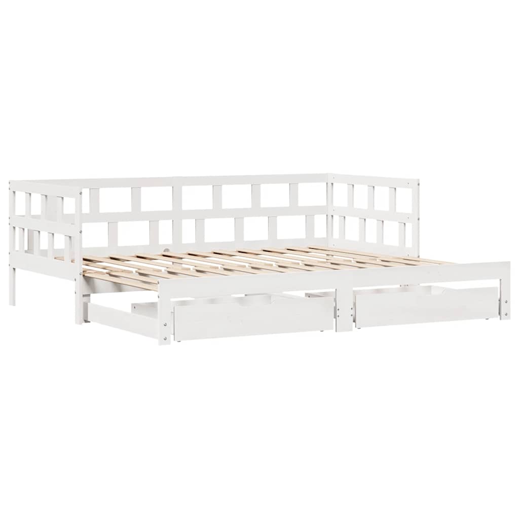 Letto Estraibile con Cassetti senza Materasso Bianco 90x190 cm