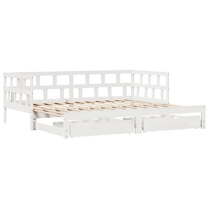 Letto Estraibile con Cassetti senza Materasso Bianco 90x190 cm