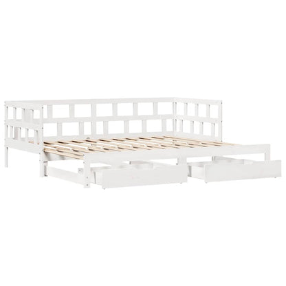 Letto Estraibile con Cassetti senza Materasso Bianco 90x190 cm