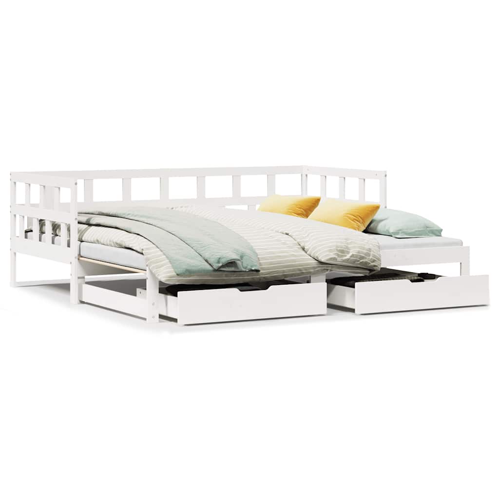 Letto Estraibile con Cassetti senza Materasso Bianco 90x200 cm