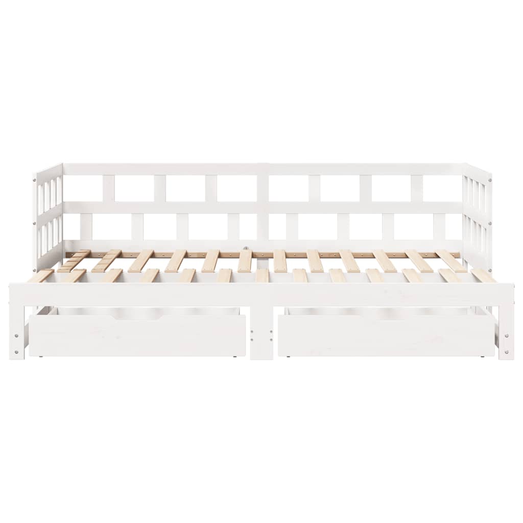 Letto Estraibile con Cassetti senza Materasso Bianco 90x200 cm