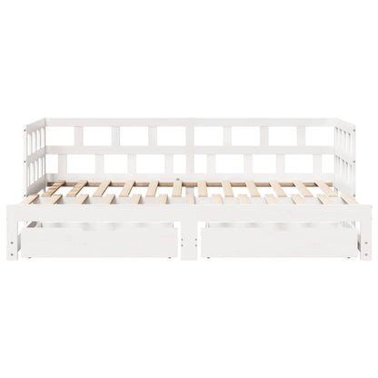 Letto Estraibile con Cassetti senza Materasso Bianco 90x200 cm