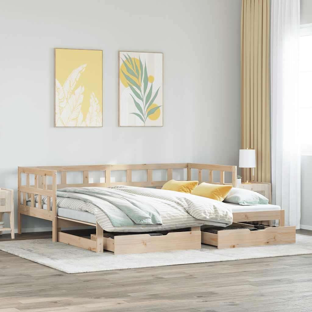 Divano Letto Estraibile con Cassetti senza Materasso 90x190 cm