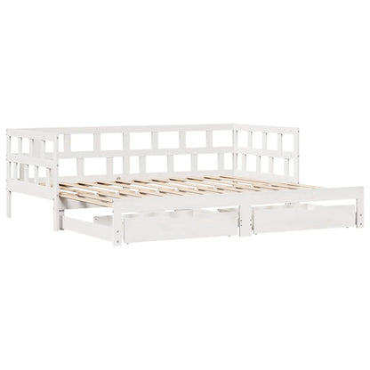 Letto Estraibile con Cassetti senza Materasso Bianco 90x190 cm
