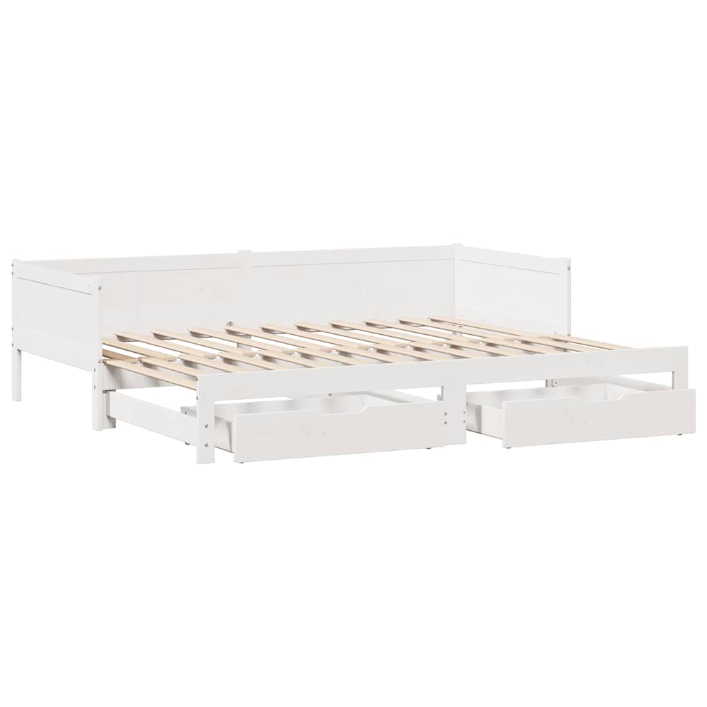 Letto Estraibile con Cassetti senza Materasso Bianco 90x190 cm