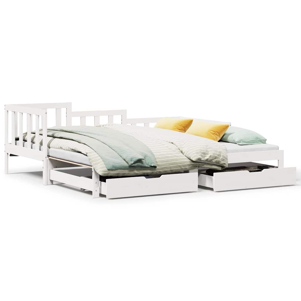 Letto Estraibile con Cassetti senza Materasso Bianco 90x190 cm
