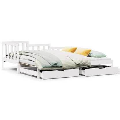 Letto Estraibile con Cassetti senza Materasso Bianco 90x190 cm