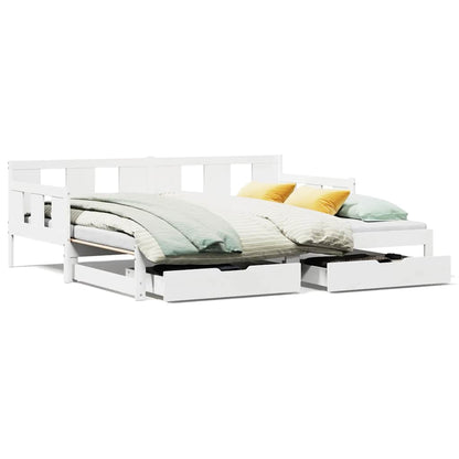Letto Estraibile con Cassetti senza Materasso Bianco 90x200 cm