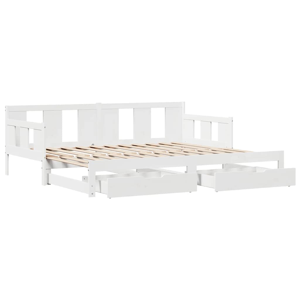 Letto Estraibile con Cassetti senza Materasso Bianco 80x200 cm