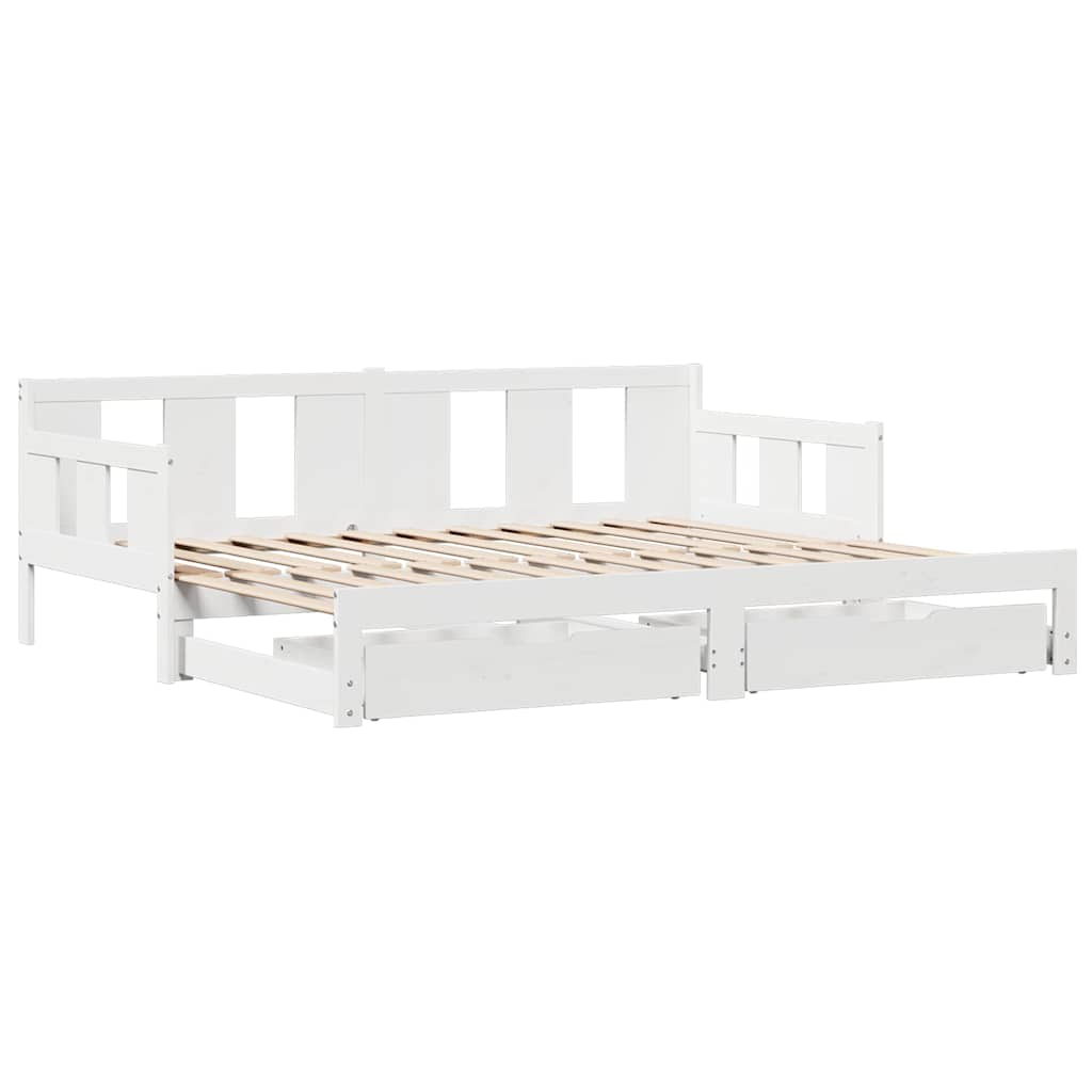 Letto Estraibile con Cassetti senza Materasso Bianco 90x190 cm