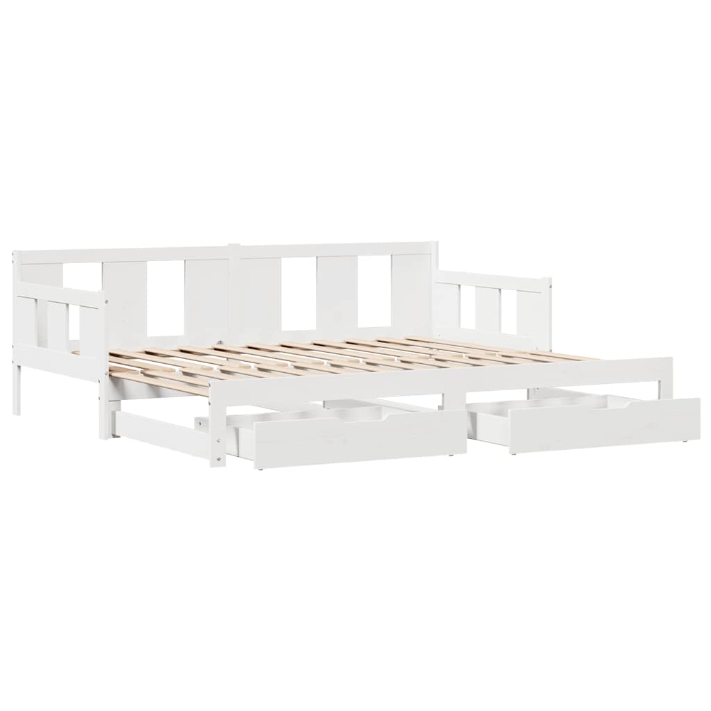 Letto Estraibile con Cassetti senza Materasso Bianco 90x190 cm