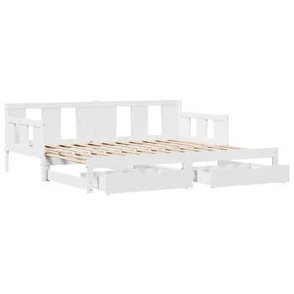 Letto Estraibile con Cassetti senza Materasso Bianco 90x190 cm