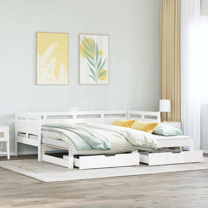Letto Estraibile con Cassetti senza Materasso Bianco 90x190 cm