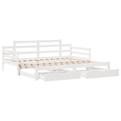 Letto Estraibile con Cassetti senza Materasso Bianco 80x200 cm