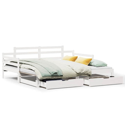 Letto Estraibile con Cassetti senza Materasso Bianco 90x190 cm