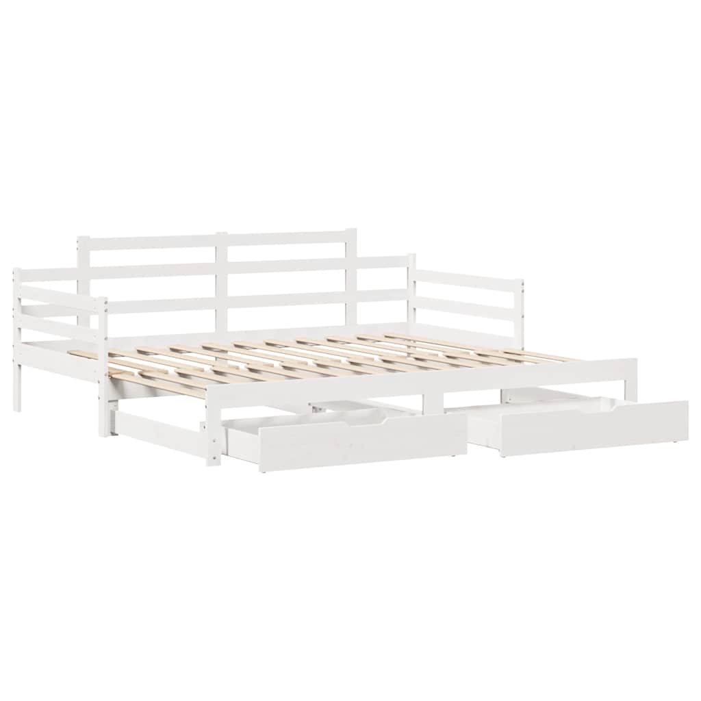 Letto Estraibile con Cassetti senza Materasso Bianco 90x190 cm