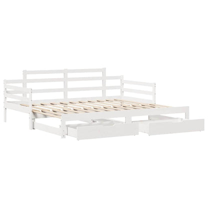 Letto Estraibile con Cassetti senza Materasso Bianco 90x190 cm