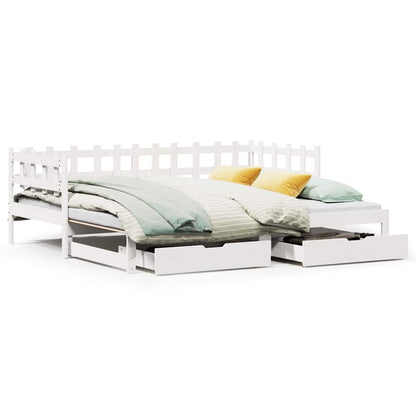 Letto Estraibile con Cassetti senza Materasso Bianco 80x200 cm
