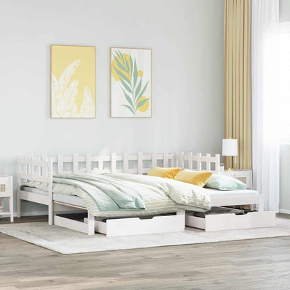 Letto Estraibile con Cassetti senza Materasso Bianco 80x200 cm