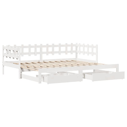 Letto Estraibile con Cassetti senza Materasso Bianco 90x200 cm