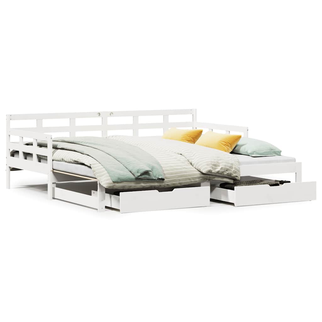 Letto Estraibile con Cassetti senza Materasso Bianco 80x200 cm