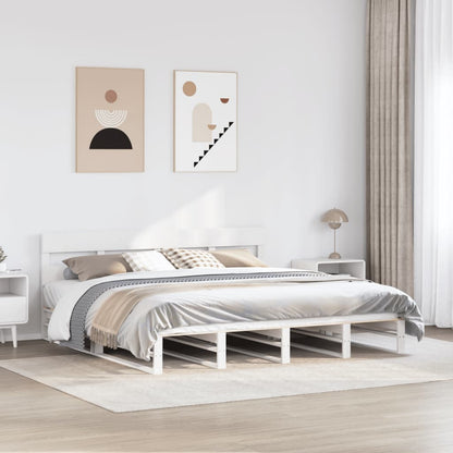 Giroletto senza Materasso Bianco 200x200 cm Legno Massello Pino