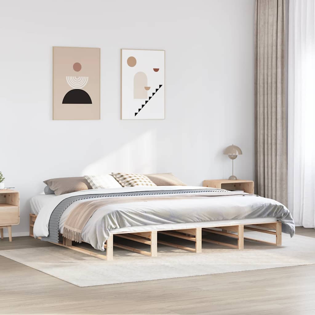 Letto senza Materasso 180x200 cm in Legno Massello di Pino