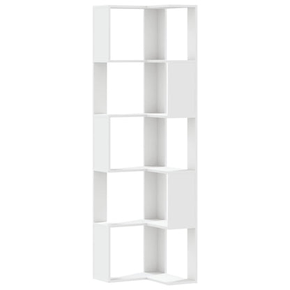 Libreria Angolare 5Ripiani Bianca 50x50x179cm Legno Multistrato
