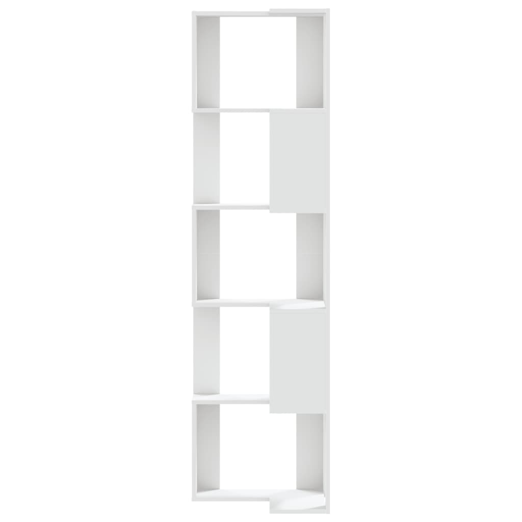 Libreria Angolare 5Ripiani Bianca 50x50x179cm Legno Multistrato