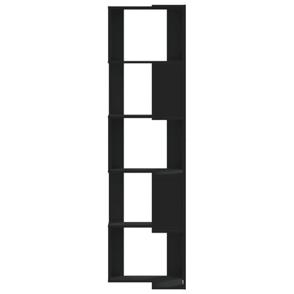 Libreria Angolare 5Ripiani Nera 50x50x179 cm Legno Multistrato