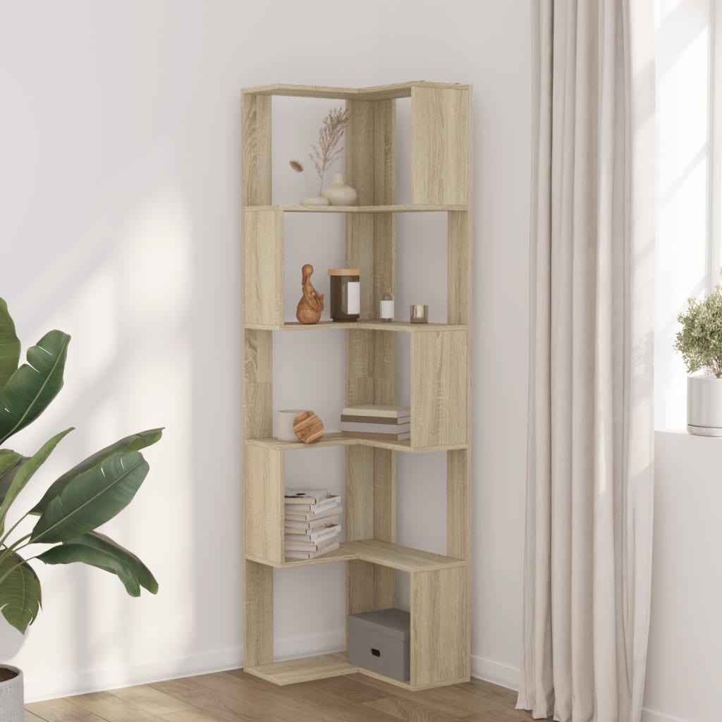 Libreria Angolare 5Ripiani Rovere Sonoma 50x50x179 cm Legno
