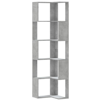 Libreria Angolare 5Ripiani Grigio Cemento 50x50x179 cm Legno