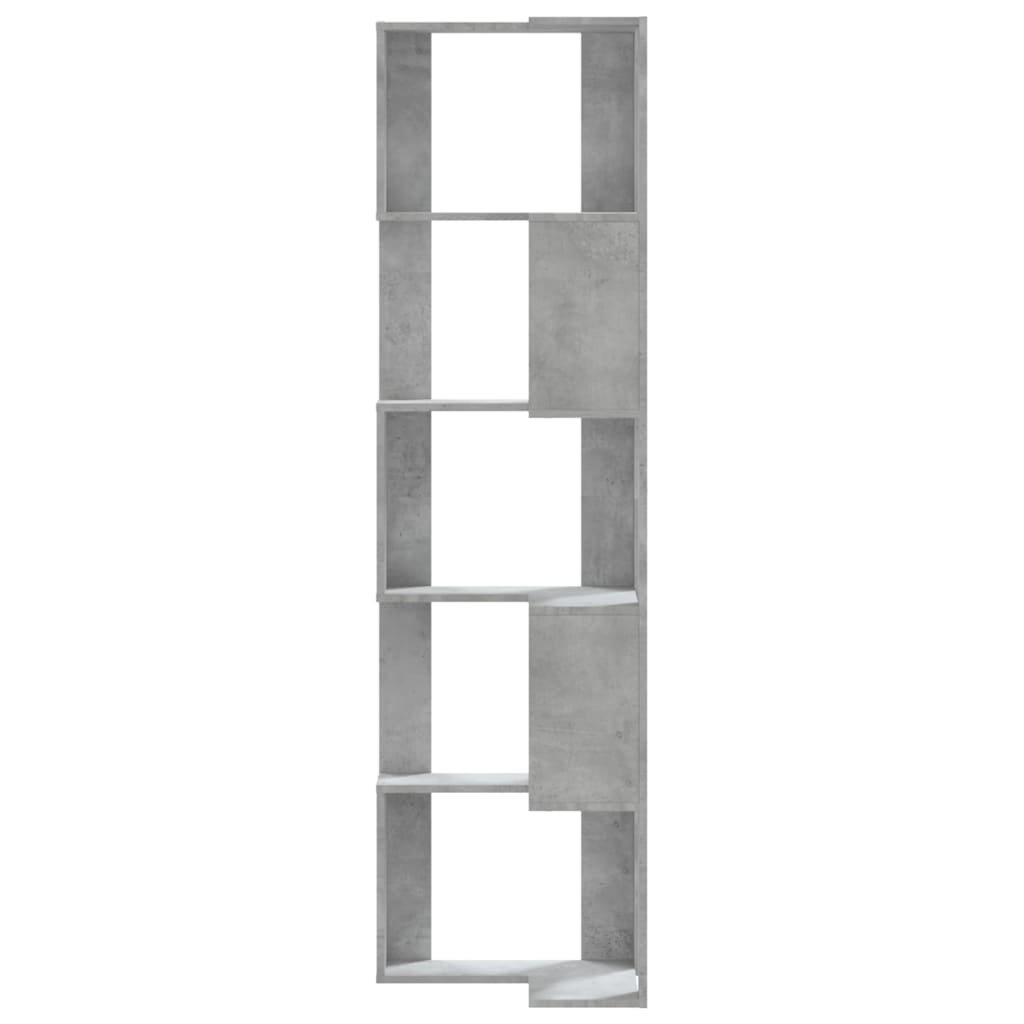 Libreria Angolare 5Ripiani Grigio Cemento 50x50x179 cm Legno