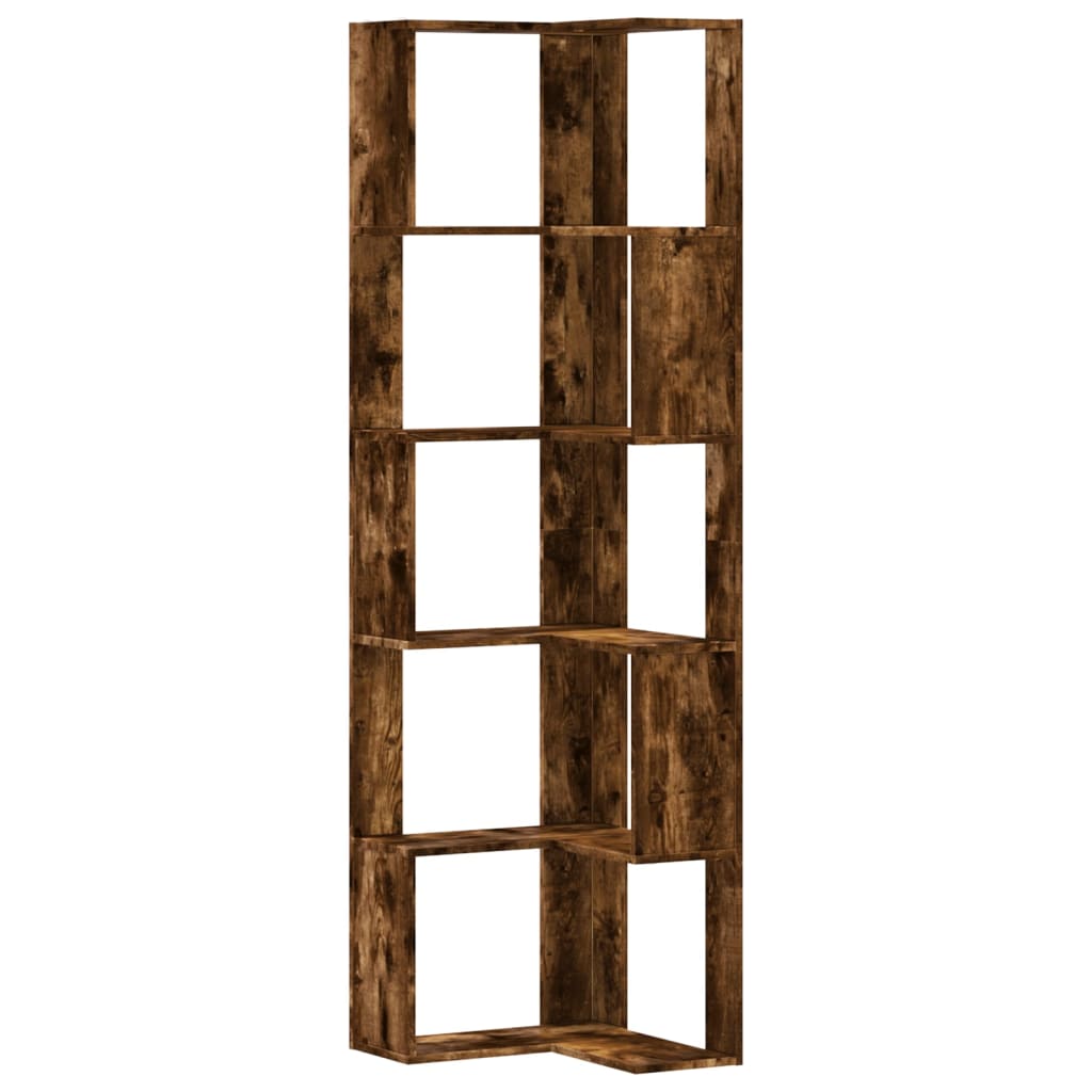 Libreria Angolare 5Ripiani Rovere Fumo 50x50x179 cm Multistrato