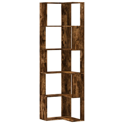 Libreria Angolare 5Ripiani Rovere Fumo 50x50x179 cm Multistrato