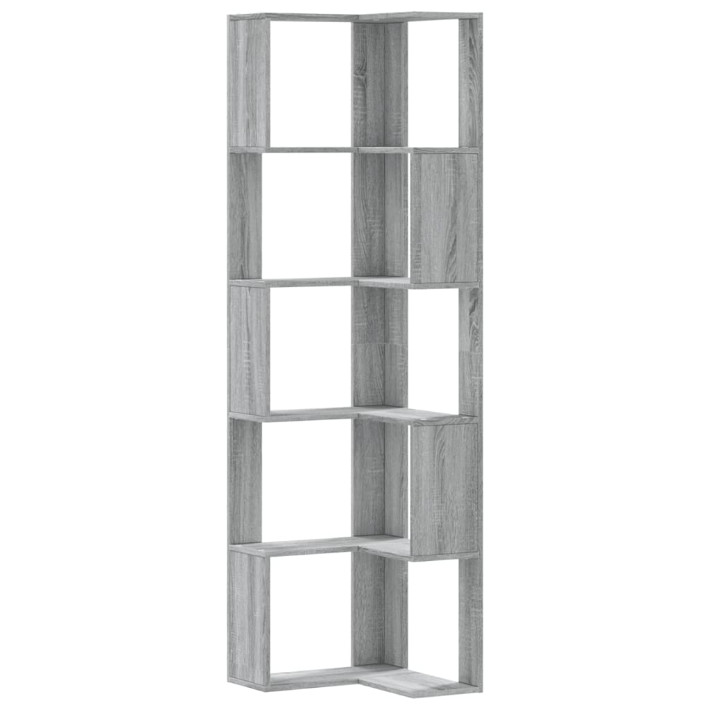 Libreria Angolare 5Ripiani Grigio Sonoma 50x50x179 cm Legno