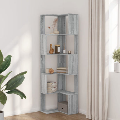 Libreria Angolare 5Ripiani Grigio Sonoma 50x50x179 cm Legno