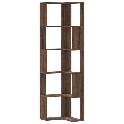 Libreria Angolare 5Ripiani Rovere Marrone 50x50x179 cm Legno