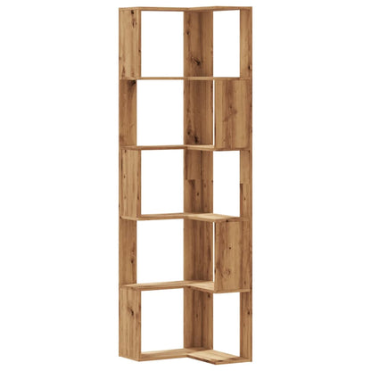 Libreria Angolare 5Ripiani Rovere Artigianale 50x50x179cm Legno