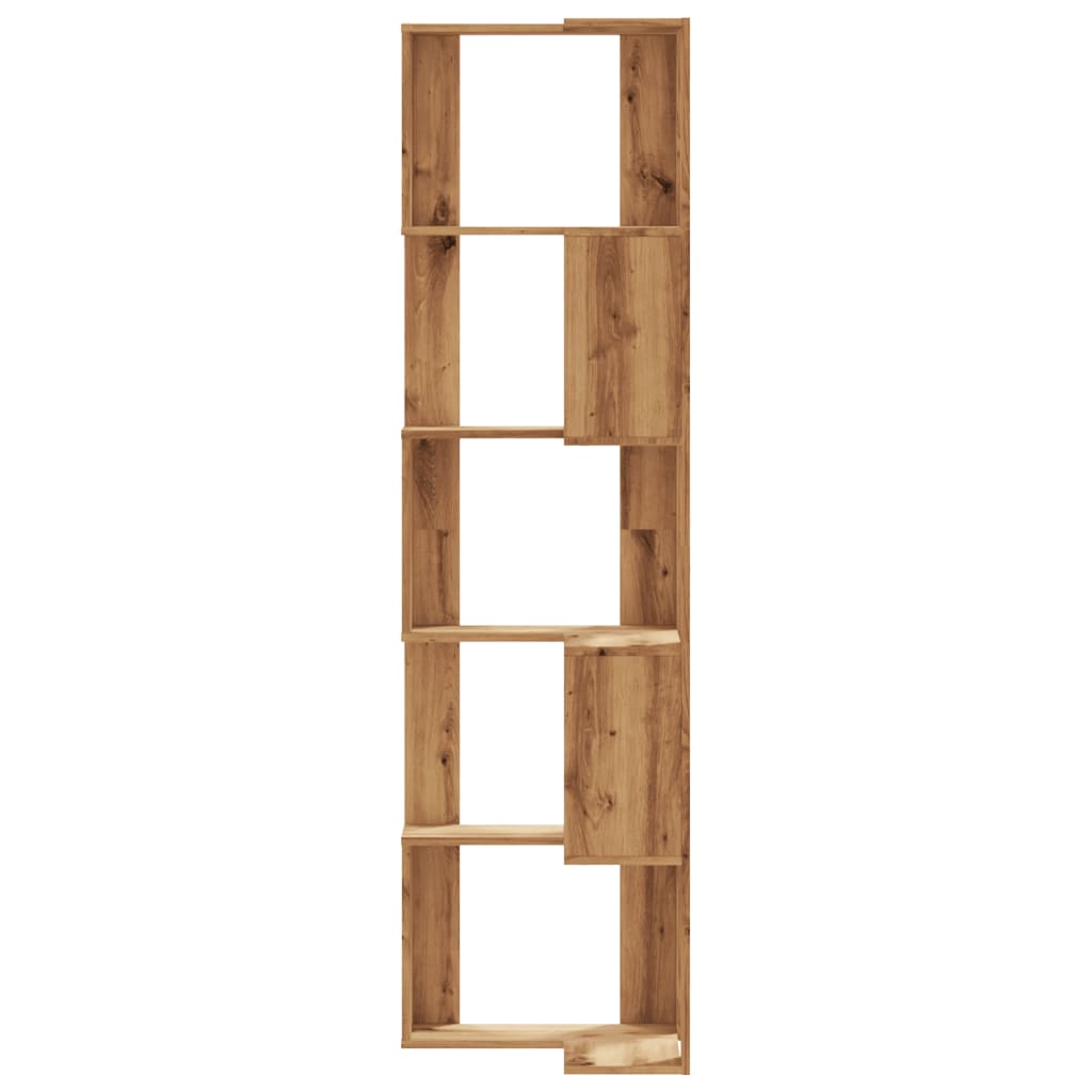 Libreria Angolare 5Ripiani Rovere Artigianale 50x50x179cm Legno