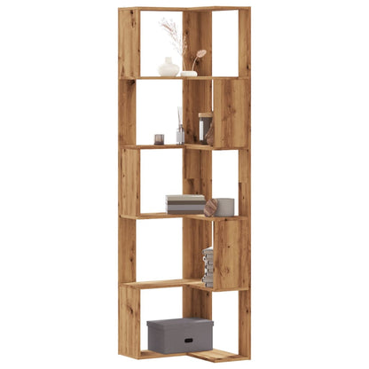 Libreria Angolare 5Ripiani Rovere Artigianale 50x50x179cm Legno