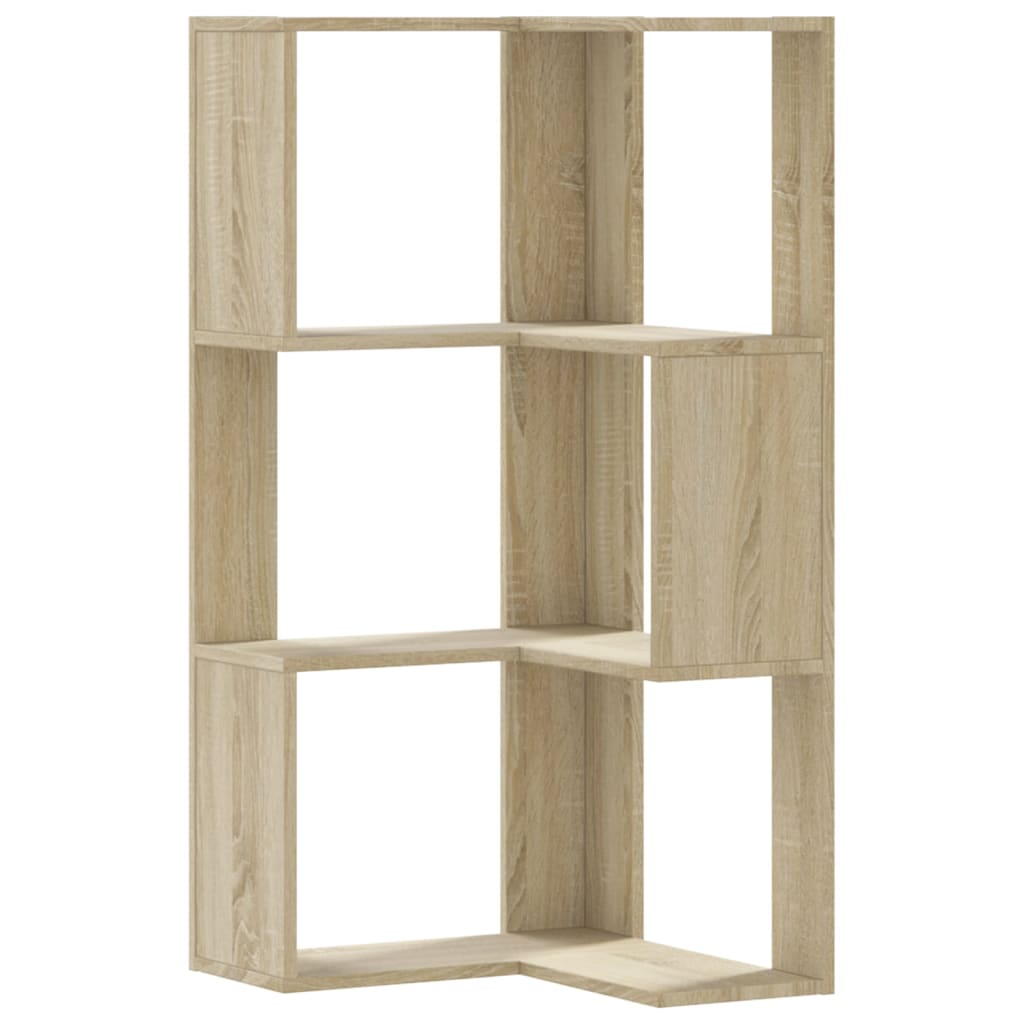 Libreria Angolare 3 Ripiani Rovere Sonoma 50x50x102 cm Legno