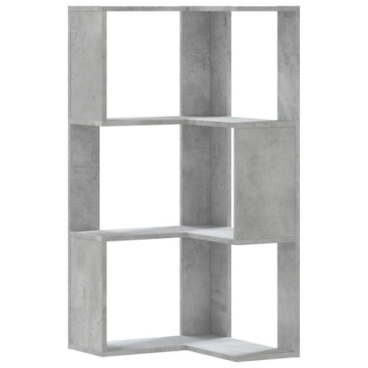 Libreria Angolare 3 Ripiani Grigio Cemento 50x50x102 cm Legno