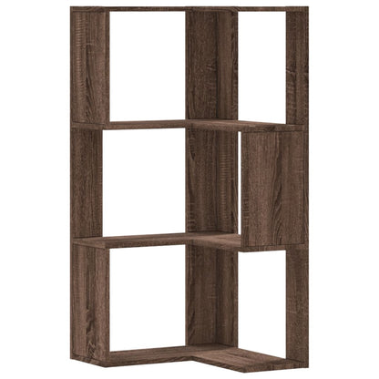 Libreria Angolare 3 Ripiani Rovere Marrone 50x50x102 cm Legno
