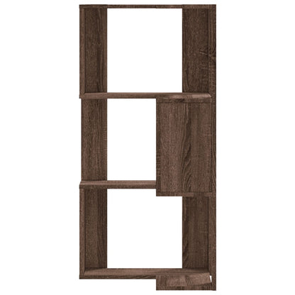 Libreria Angolare 3 Ripiani Rovere Marrone 50x50x102 cm Legno