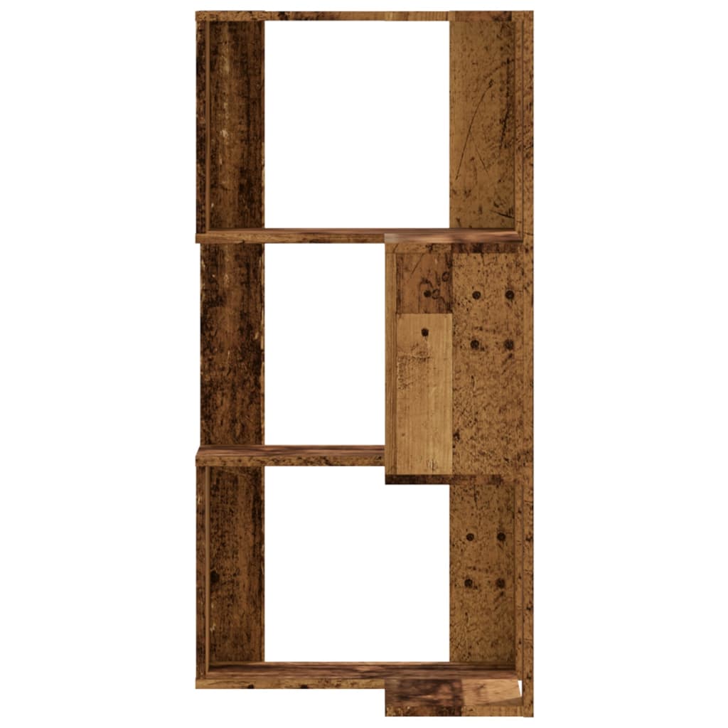 Libreria Angolare 3 Ripiani Legno Vecchio 50x50x102 cm Legno