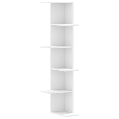 Scaffale Angolare Muro Bianco 36,5x36,5x140cm Legno Multistrato