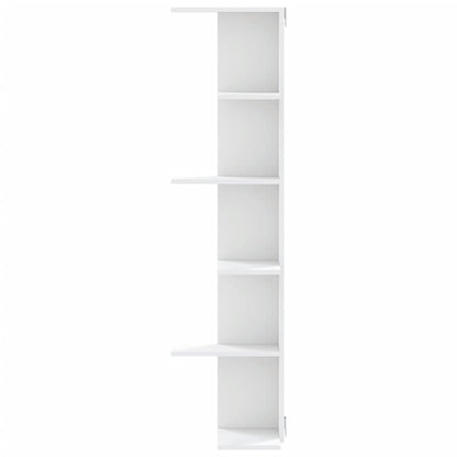 Scaffale Angolare Muro Bianco 36,5x36,5x140cm Legno Multistrato